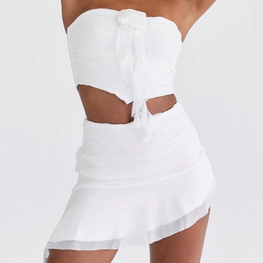 White Strapless Cutout Set! NEW WITH TAGS!